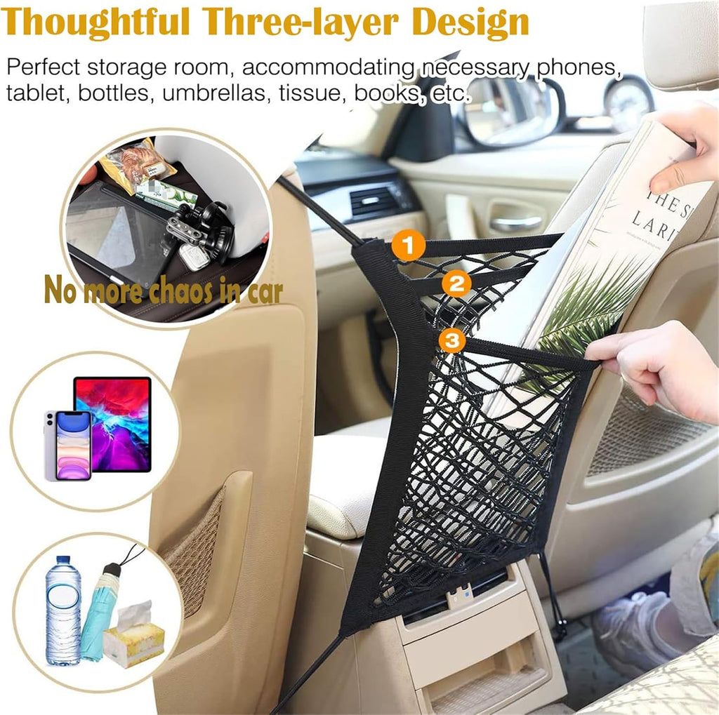 DYKESON Dog Car Net Barrier with Mesh Organizer, Pet Divider for Cars, SUVs
