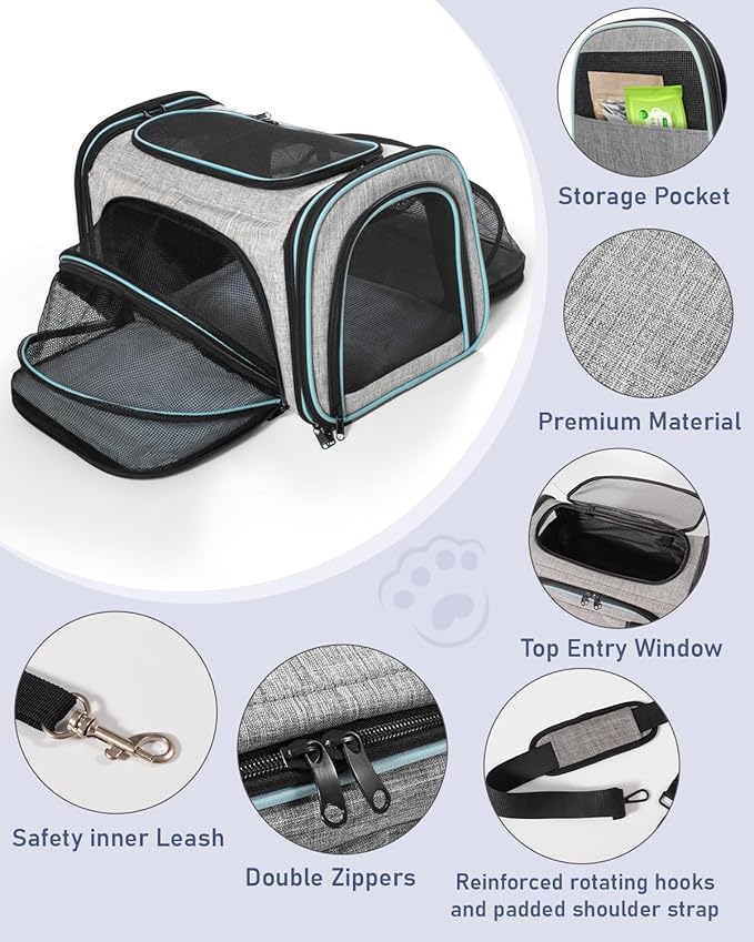 Siivton Cat Carrier, 4 Sided Expandable Pet Carrier - Image 6
