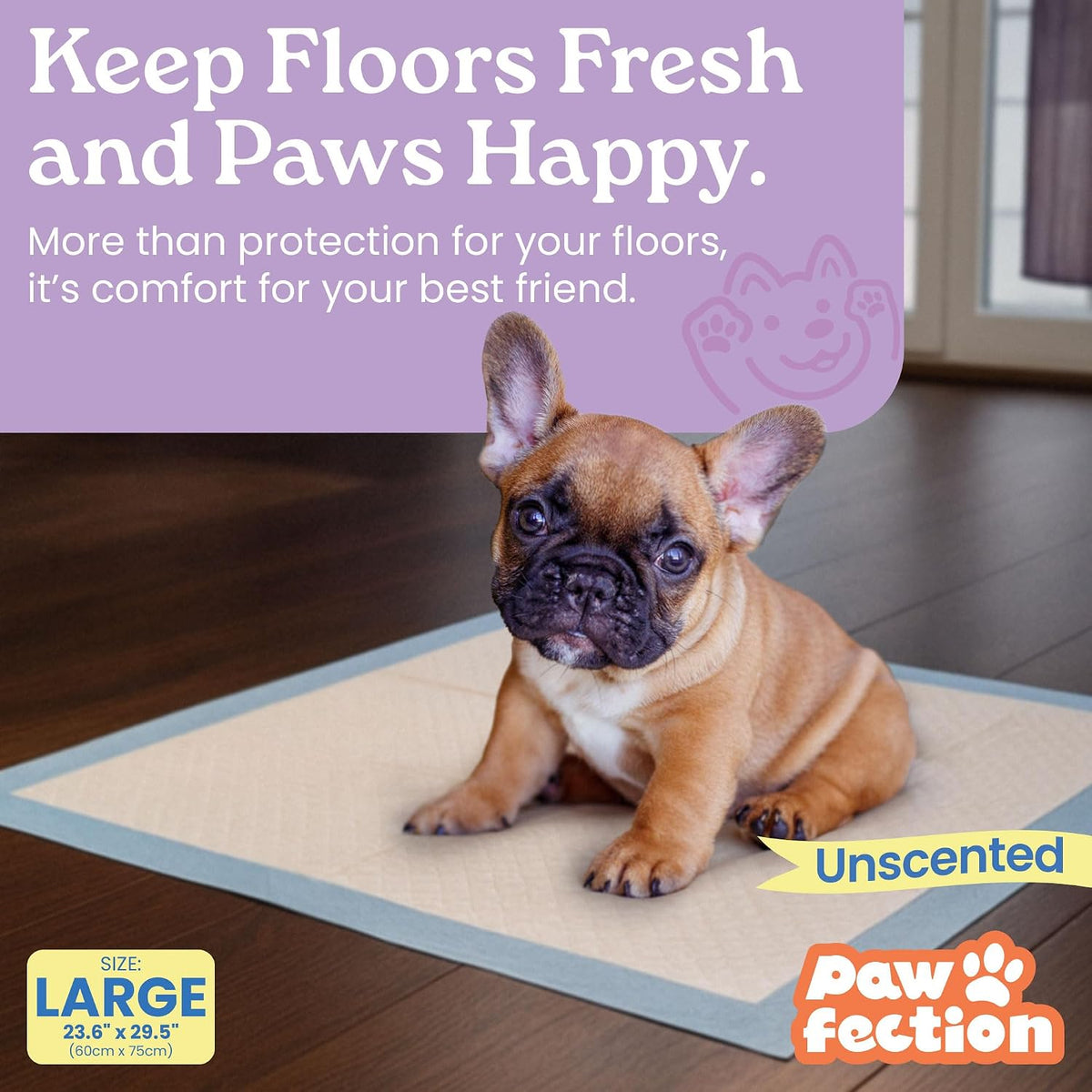 23.6" x 29.5" Unscented Puppy Pads – 120 Count Pee Pads for Dogs – 6-Layer Absorbent Design – Holds up to 4 Cups of Liquid – Leak Proof & Tear Resistant for Indoor or Travel Crate Use