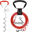 Supet Shock-Absorbing Dog Tie Out Cable & Stake for Backyard, Camping, Traveling, for Dogs up to 250Lbs, Durable Dog Tether/Leash,32ft