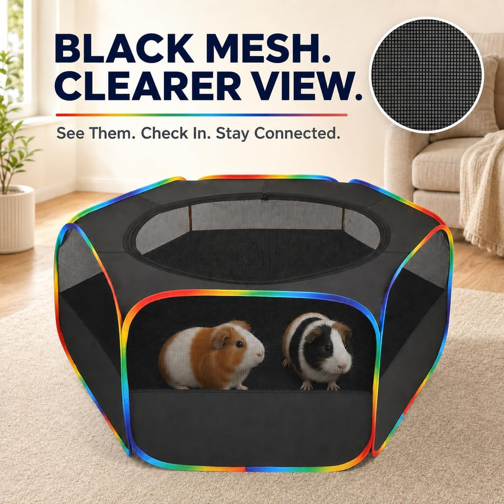 Small Animal Playpen, Black & Rainbow