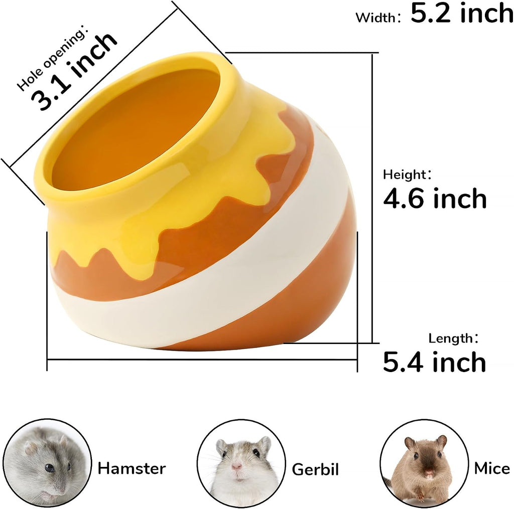 Honey‑Pot Ceramic Hamster Hideout, Chew‑Proof Small Pet Habitat Decor