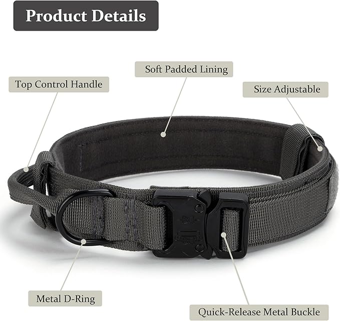Tactical Dog Collar, Adjustable Military Training Nylon Dog Collar - Image 3