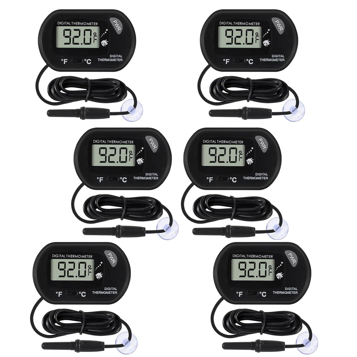 10Pcs Aquarium Thermometer Fish Tank Thermometer Reptile Terrarium Water Test Digital with LCD Display Fahrenheit/Celsius(℉/℃)