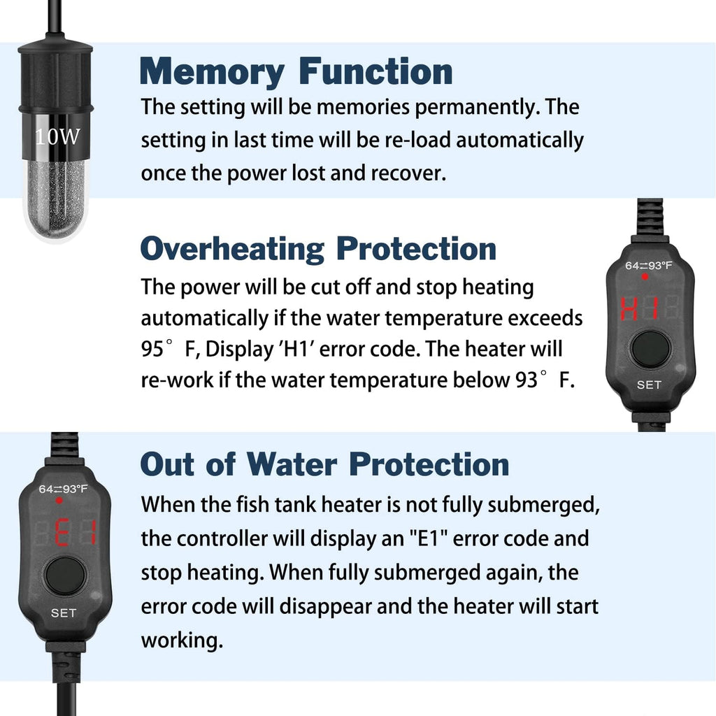 YOFOTHS Adjustable Mini Aquarium Heater, 10W for Tanks 1-2 Gallons