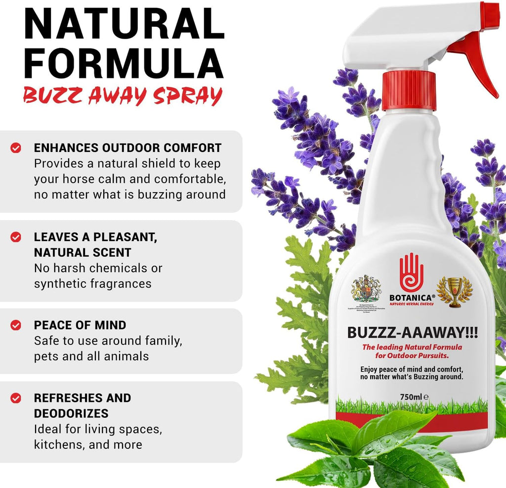 Botanica Buzzz-Aaaway Horse Fly Spray for Horses & Ponies | Plant-Based 750ml