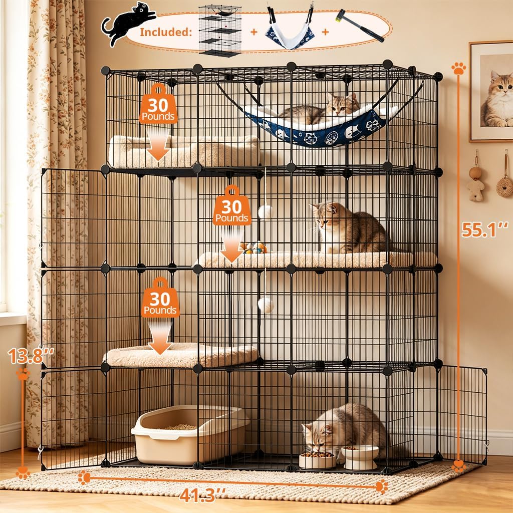 COMHOMA Cat Cage DIY Cat Enclosures Catio for Kitten (41"x 27"x 55")