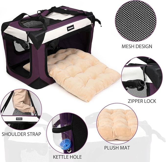 Collapsible Dog Travel Crate, Portable Soft-Sided Pet Carrier Extra Large Cat - Image 2