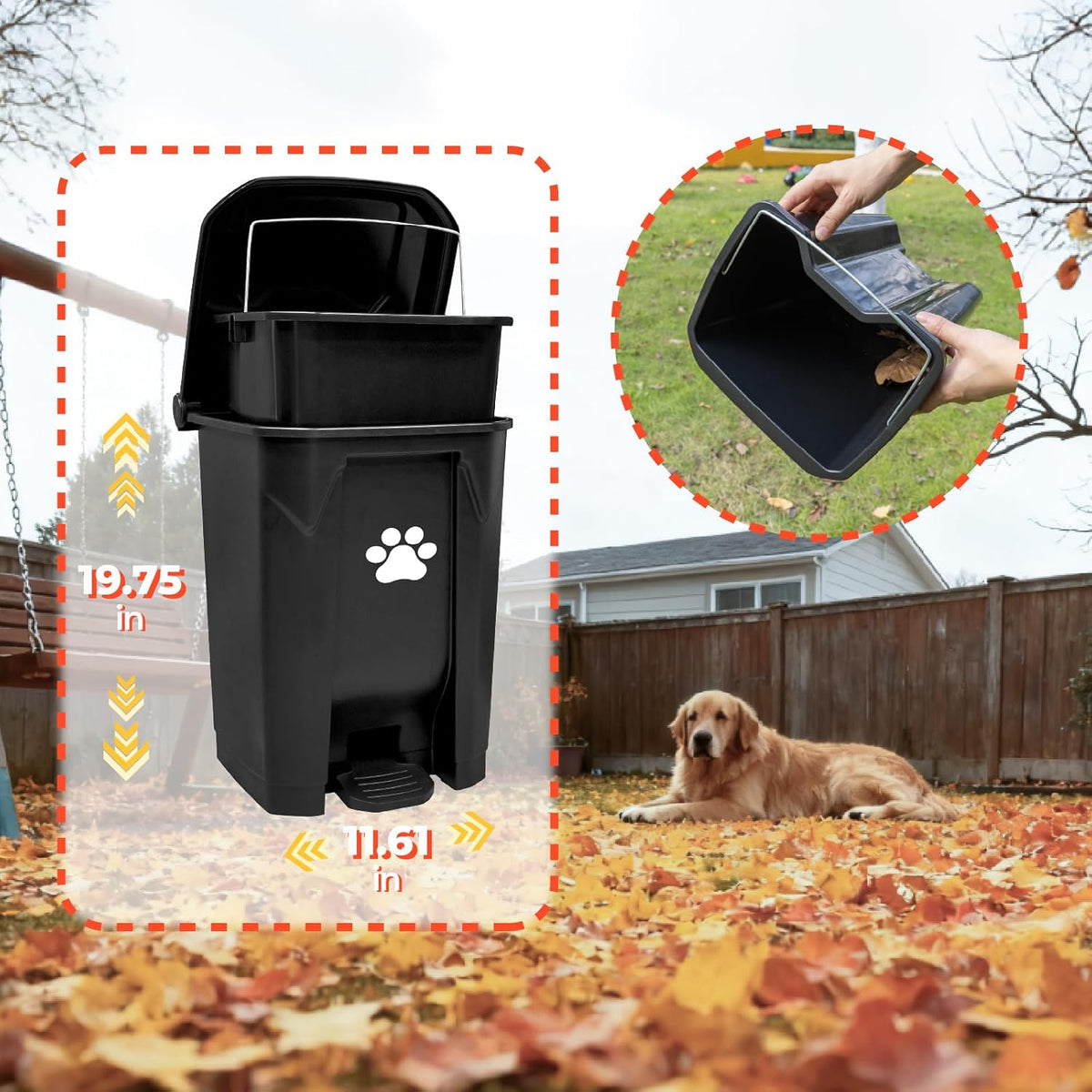 20L Dog Poop Trash Can Outside, Pet Waste Trash Can Container Odor Control
