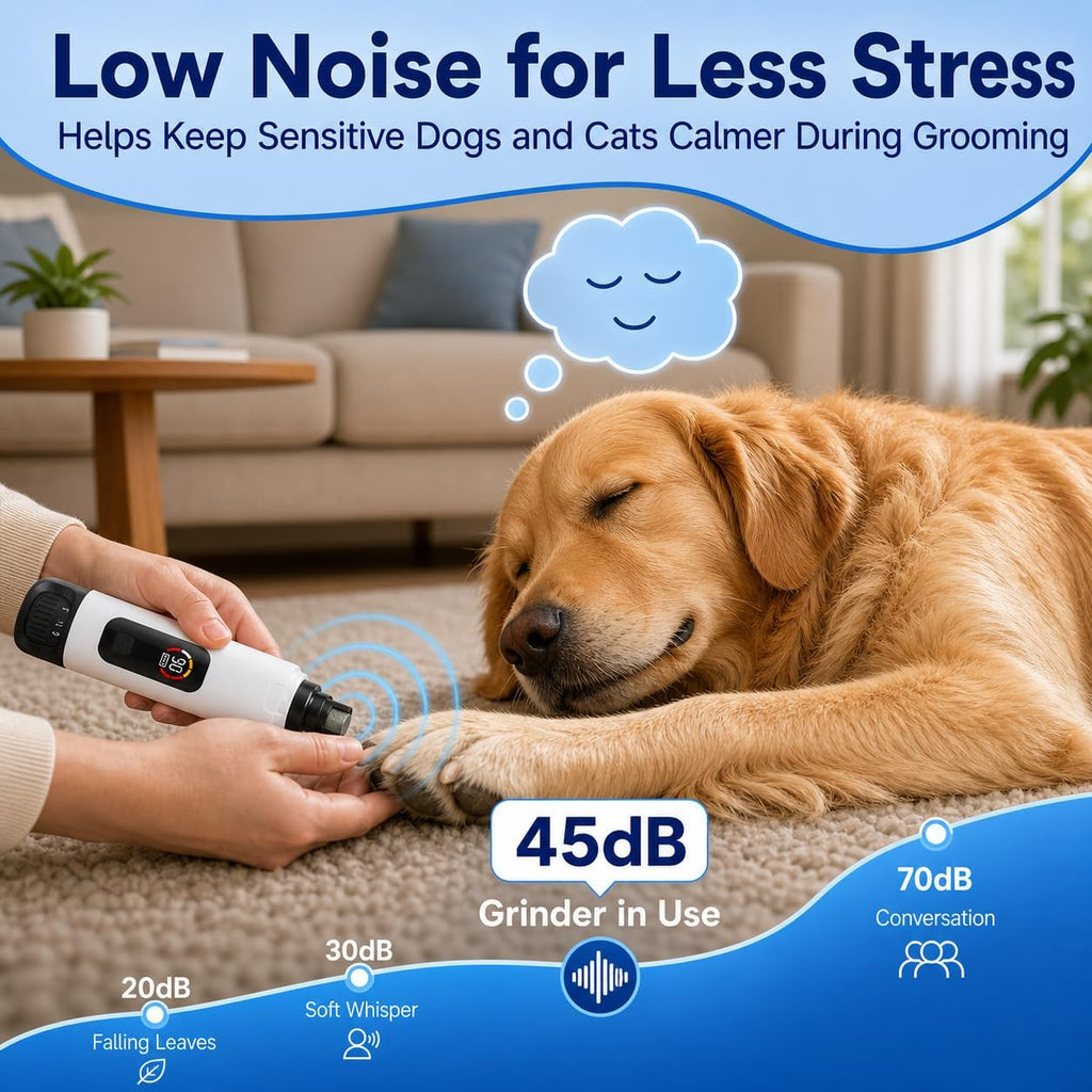 Dog Nail Grinder, Professional 6-Speed Super Quiet and Low Vibration Electric Pet Nail Grinder with LED Lights - Painless Paws Grooming & Smoothing for Small to Large Dogs