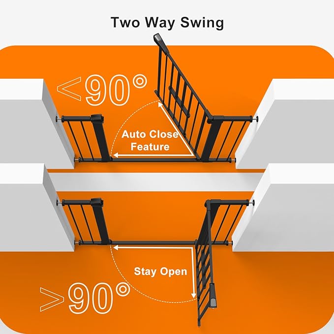 FURTIME 29"-41" Baby Gate with Cat Door Adjustable, Auto Close Dog Gate - Image 5