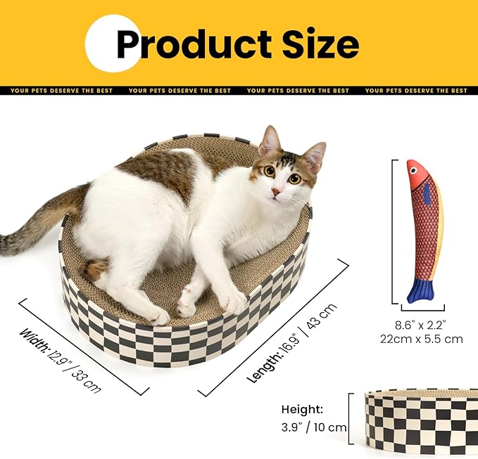 Cat Scratcher Bed, 2 in 1 Oval Cat Scratching Board - Image 2