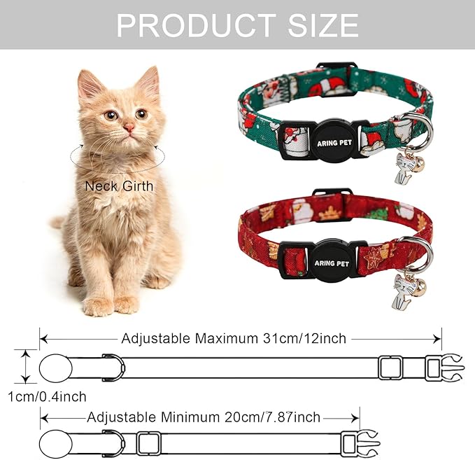 ARING PET 2 Pack Christmas Cat Collars-Cute Cat Collar Breakaway - Image 6