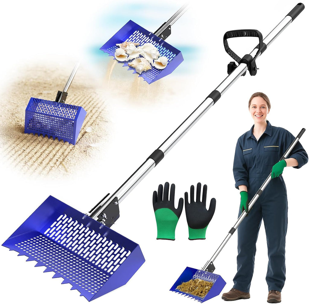 INNOLAND Chicken Poop Scooper & Rake with 3-Angle Adjustable Sifting Shovel