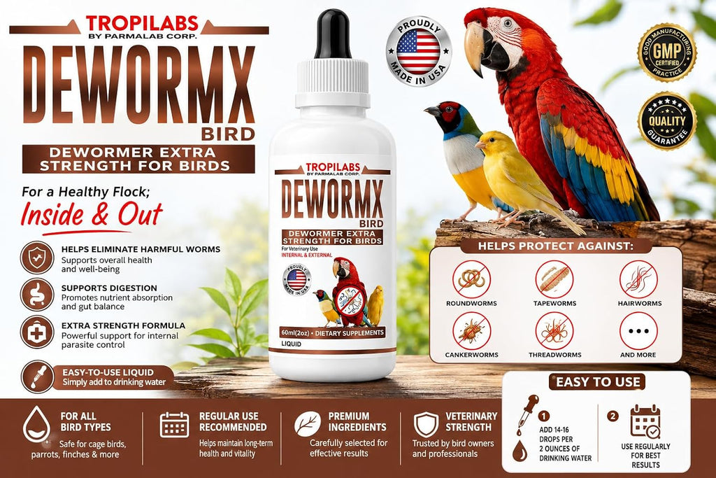 Farmalab Natural Dewormer Internal & External 100 Tabs Poultry - Vitamin for Poultry Rooster Hen Chicken Baby Chick Doves Pigeons and All Caged Birds (All Caged Birds)