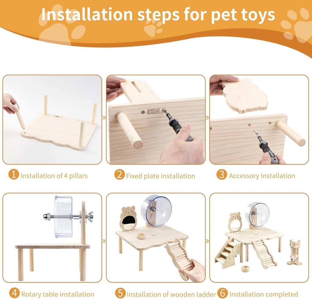 Large Hamster Platform,Hamster Wheel，Hamster cage Accessories Set
