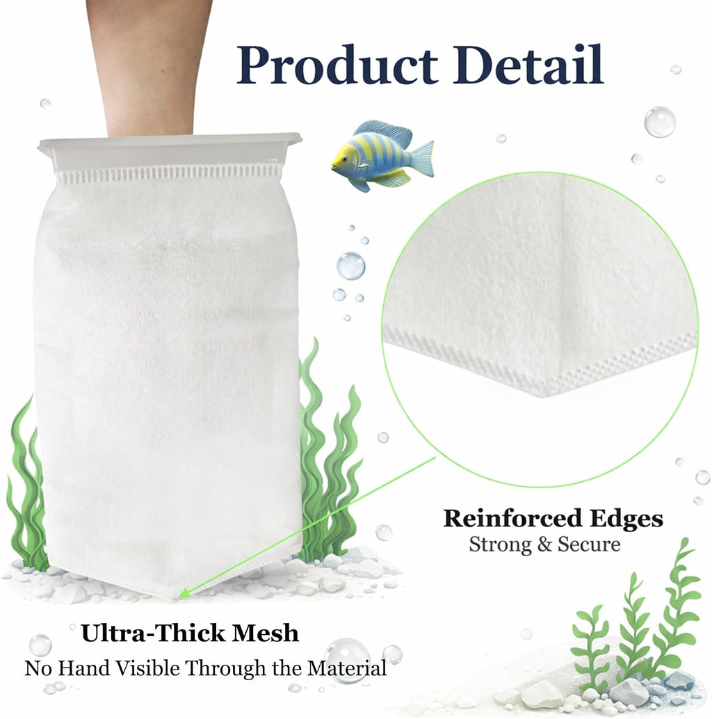 2-Pack Rectangle Filter Socks for Aquarium, 7″x4.5″ Durable Polyester Mesh, 200 Micron Efficient Debris Filtration for Saltwater & Freshwater Fish Tanks