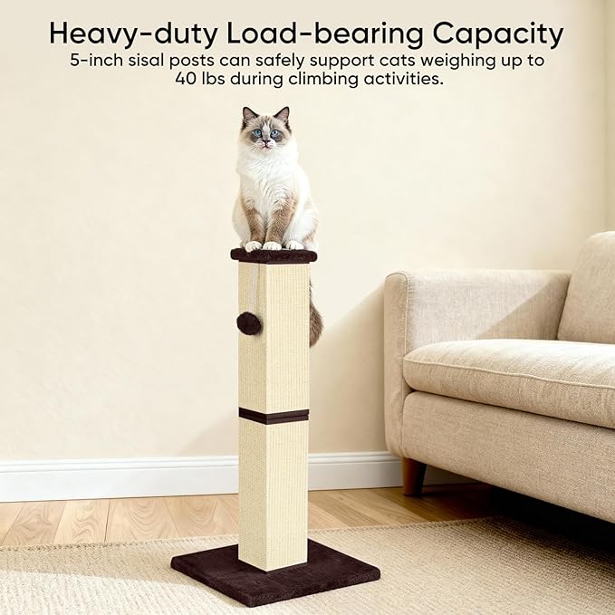Cat Scratching Post 32 Inch for Indoor Large Cats and Kitten, Nature Sisal Tall - Image 5