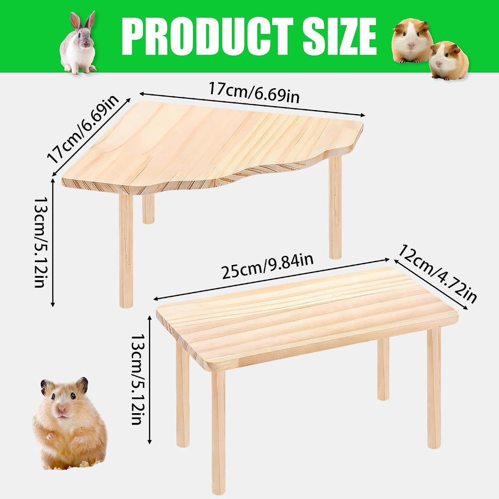 2 Shapes Hamster Platforms Wooden Dwarf Hamster Cage Platform for Hideout