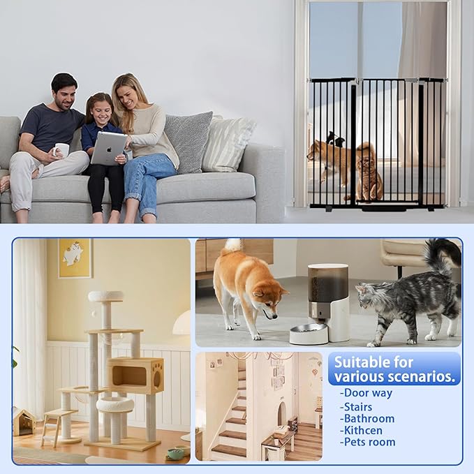 41" Tall Safety Pet Gate, Adjustable 29.92"-57.48" Wide, No Drilling Pressure - Image 7