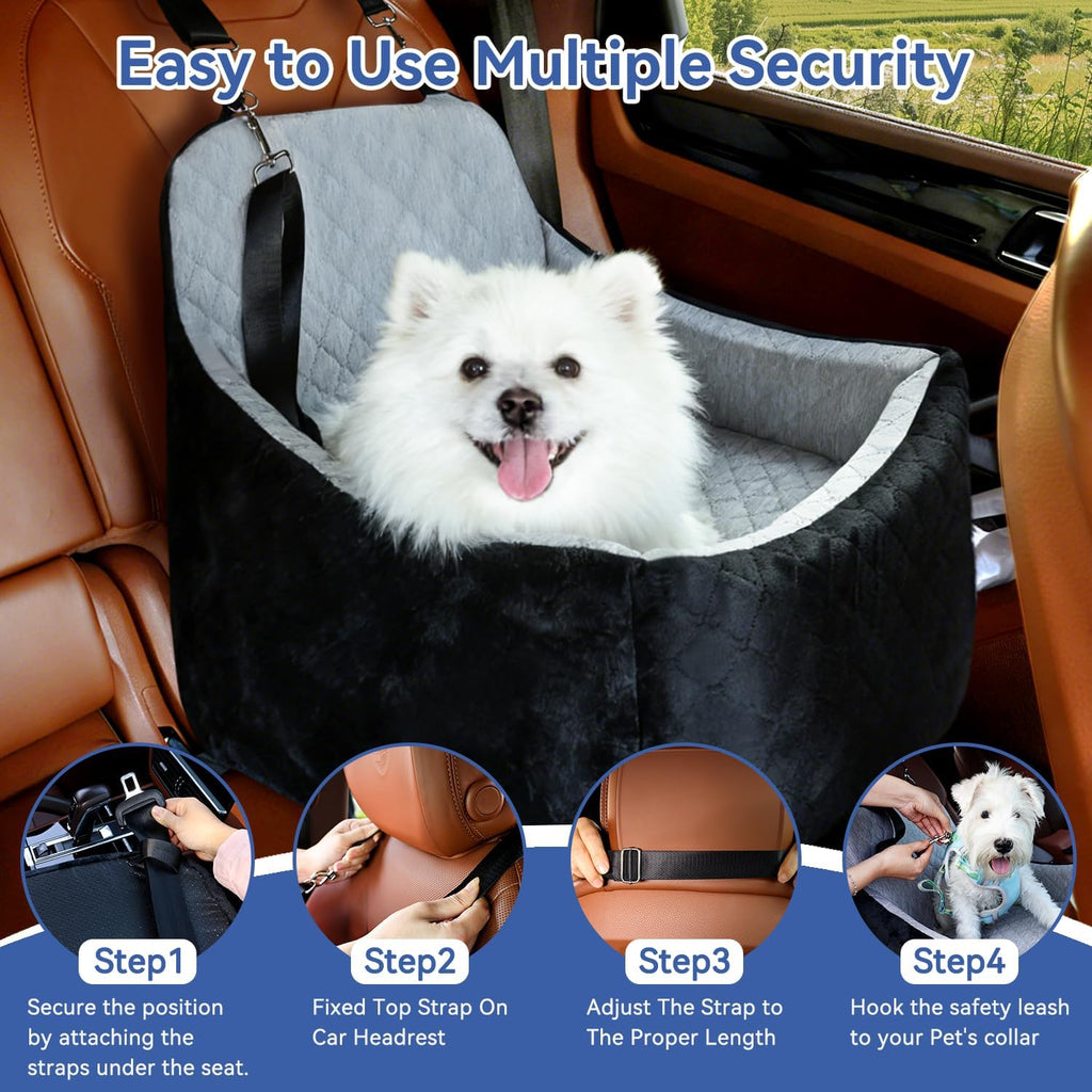 Dog Car Seat Under 30 lbs,Double-Cooling/Warm,Washable,Safety Leash