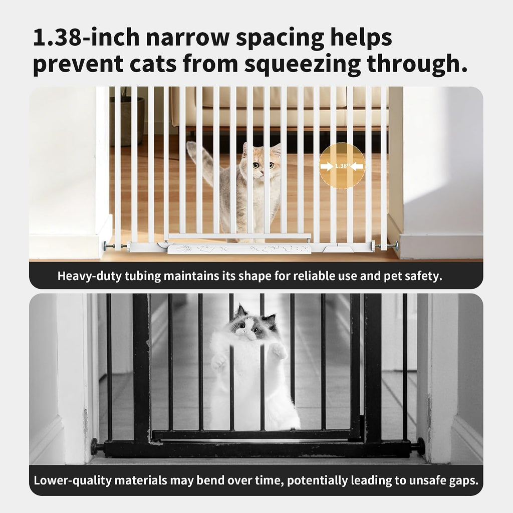 78.74" Extra Tall Cat Gate for Doorway, Wide Adjustable 27.56"-32.28" No Drilling Pet Proof Safety Door Gate, Pressure Mount Full Dog Barrier for Stairs Kitchen House-White