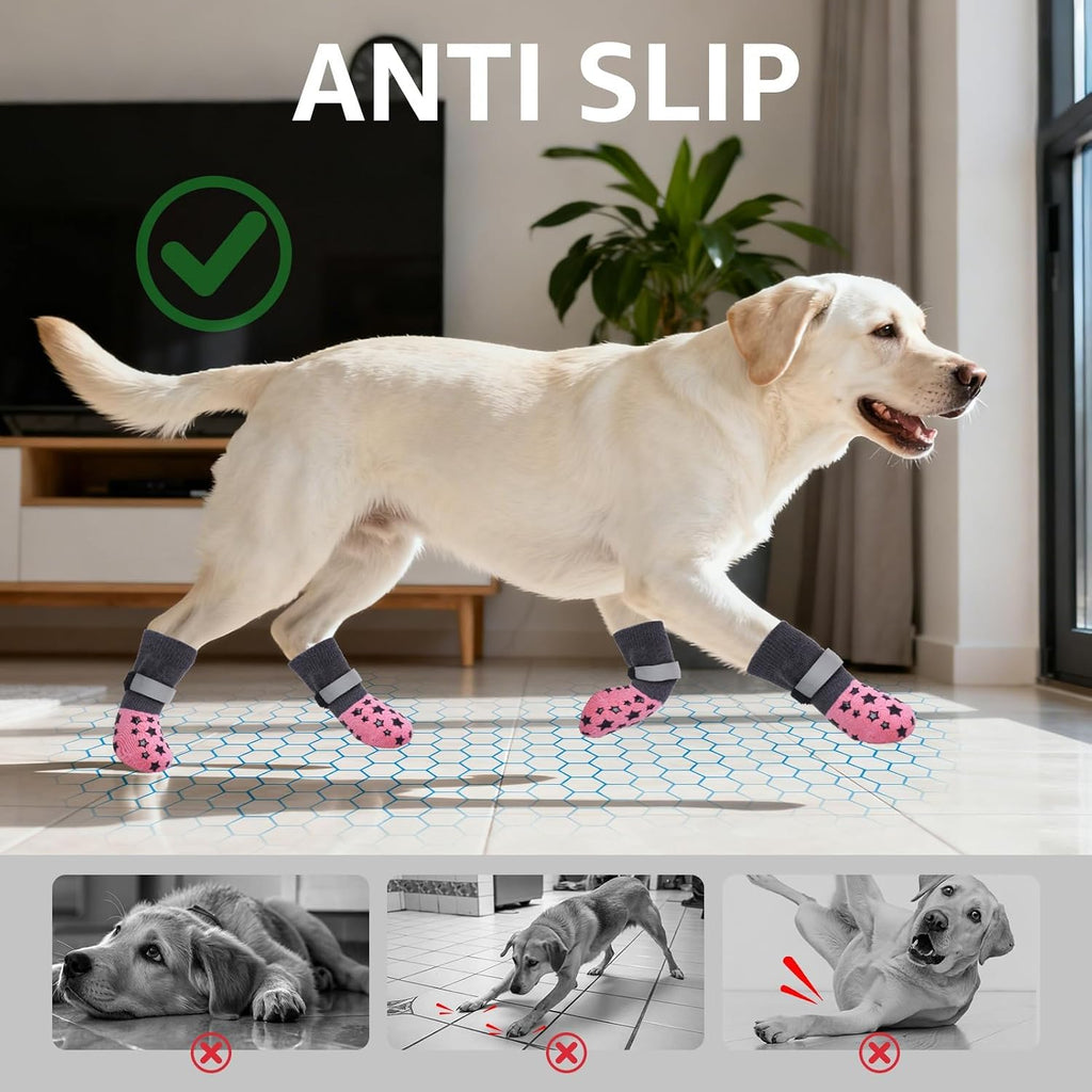 BEAUTYZOO Dog Socks to Prevent Licking Paws Double Sided Grip Traction,4Pcs
