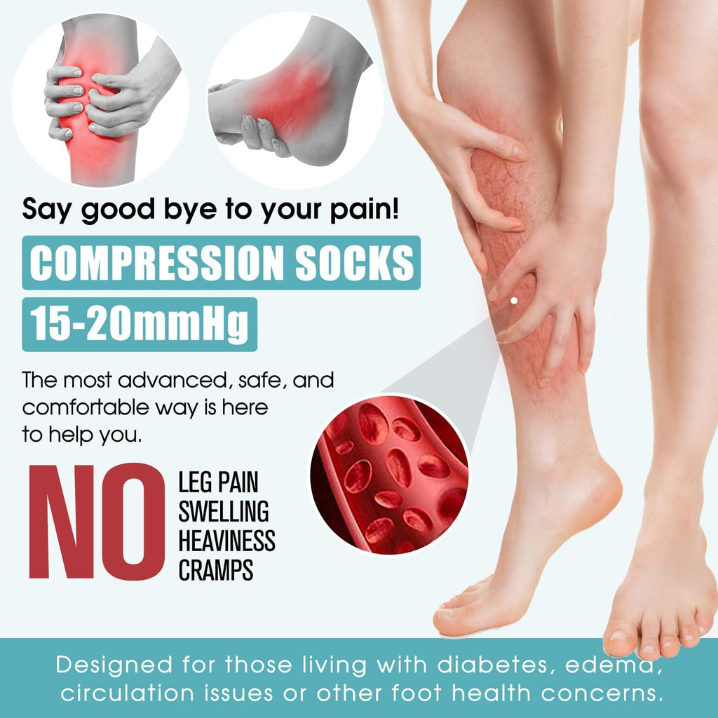 Laite Hebe Compression Socks for Women & Men Circulation(6 pairs)-Graduated Supports Socks for Running, Athletic Sports