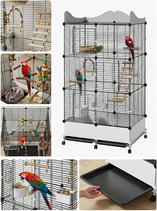 Encrypted Bird Cage Large Bird Cages 57-Inch, Top Storage Space, Bottom Splash - Image 4