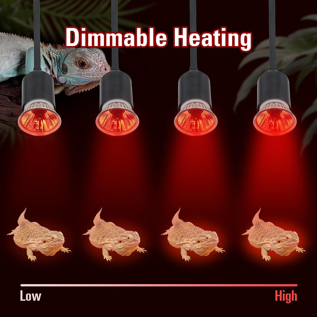 4 Pack UVA Infrared Reptile Heat Bulbs, Red Light, 25W