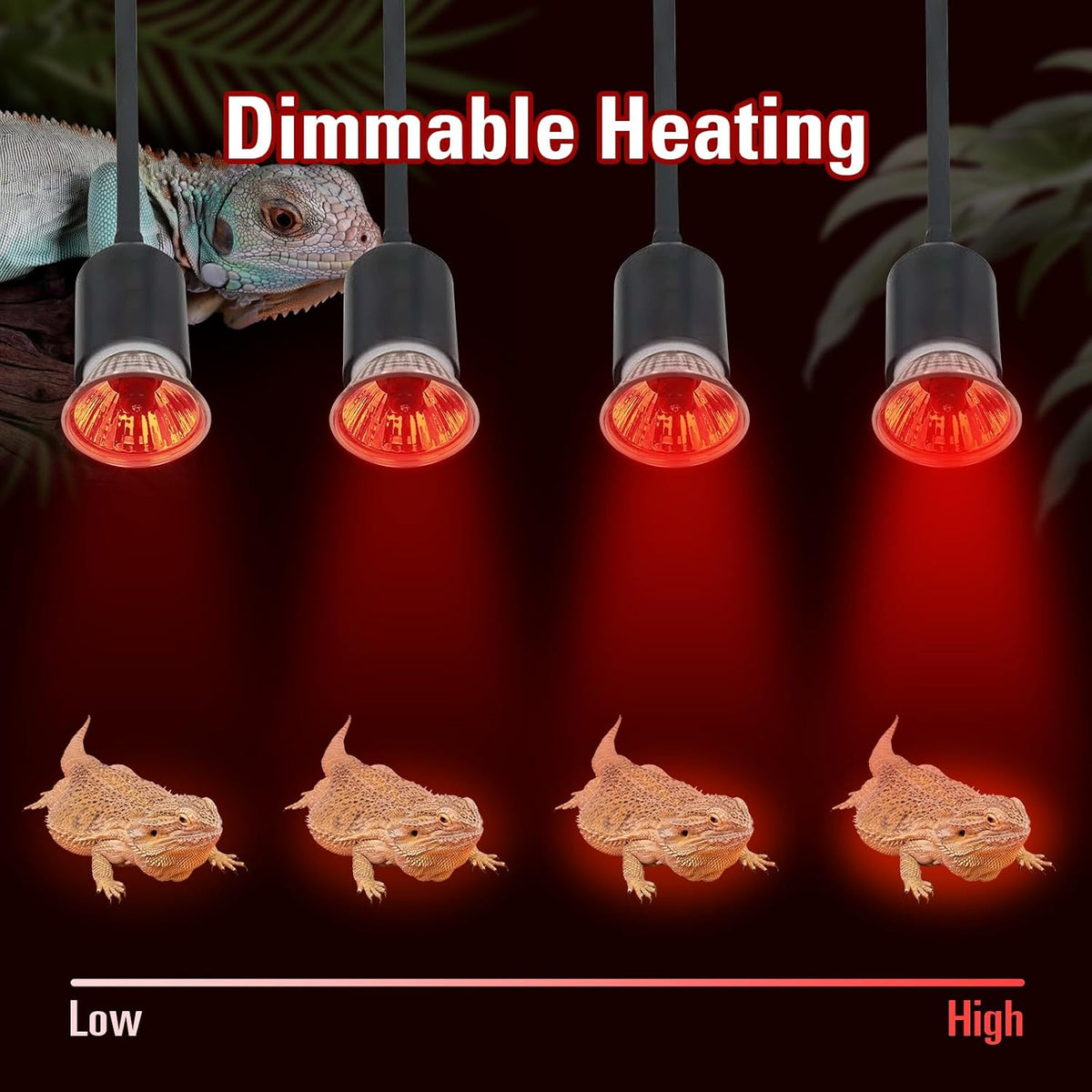 4 Pack UVA Infrared Reptile Heat Bulbs, Red Light, 25W
