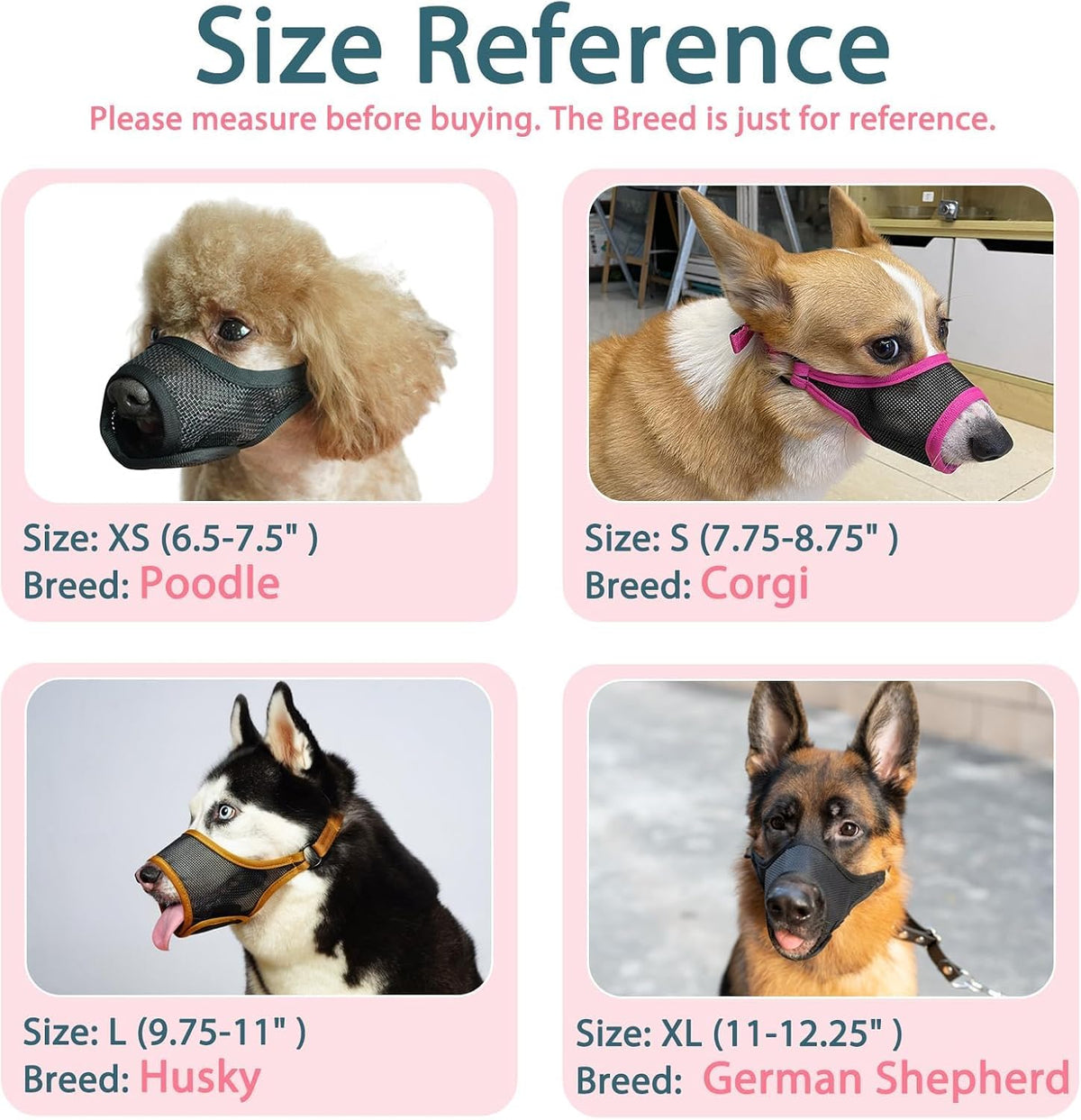 LUCKYPAW Dog Muzzle for Large Medium Small Dogs German Shepherd Labrador