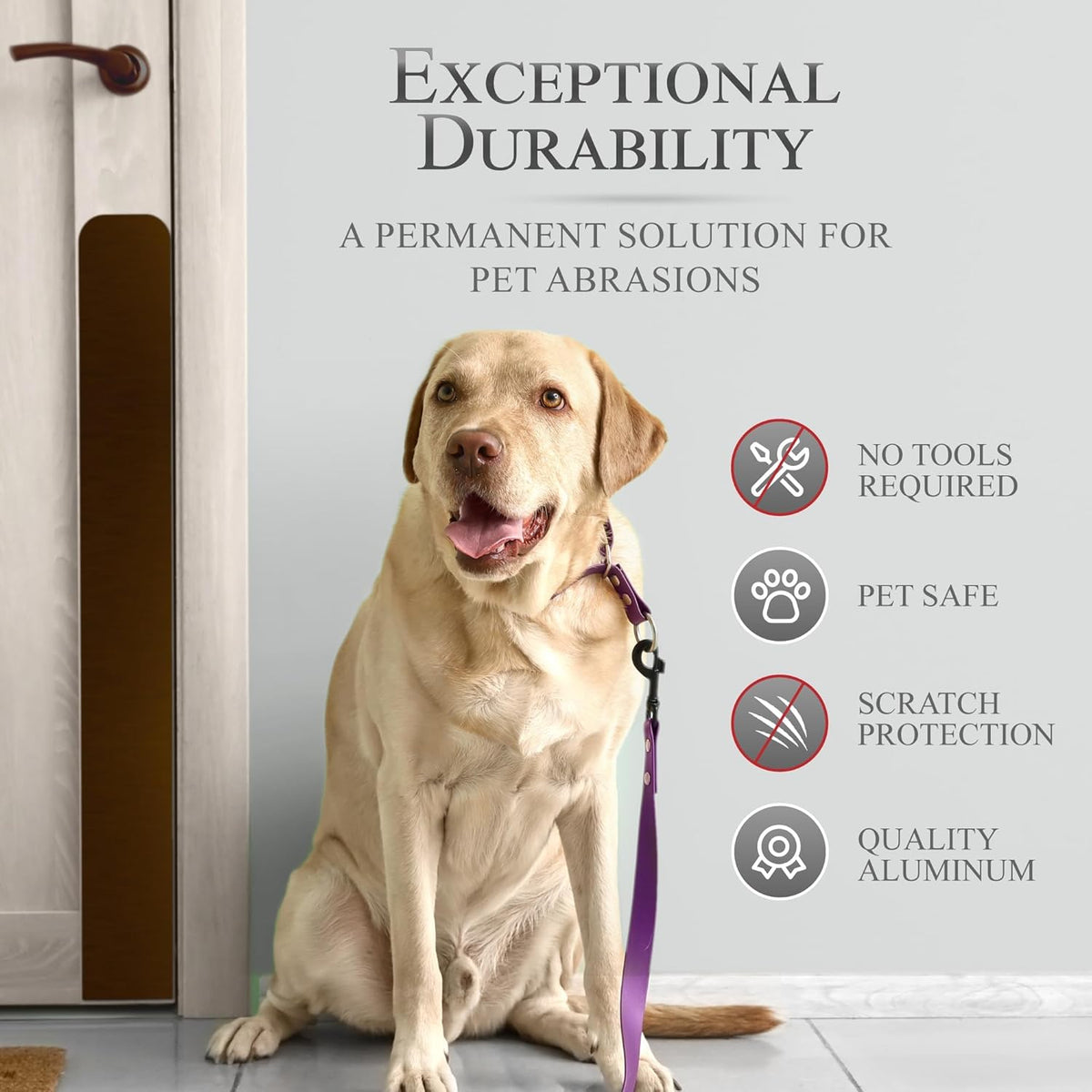 Deck the Door Decor Dog Scratch Door Protection Plate - Elegant Anodized Aluminum for All Door Types. Pet-Safe with Polished Edges and Rounded Corners. 3M Adhesive Mount - Oil Rubbed Bronze 4x22in