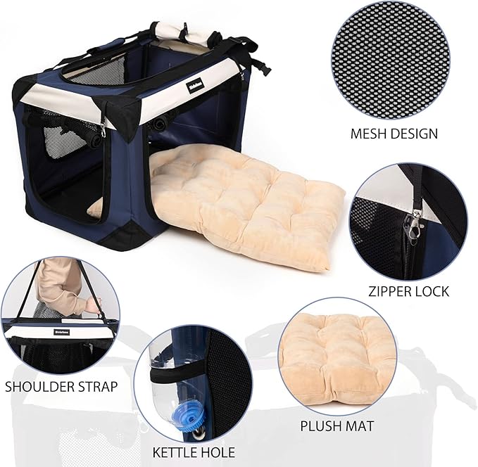 Collapsible Dog Travel Crate, Portable Soft-Sided Pet Carrier Extra Large Cat - Image 2
