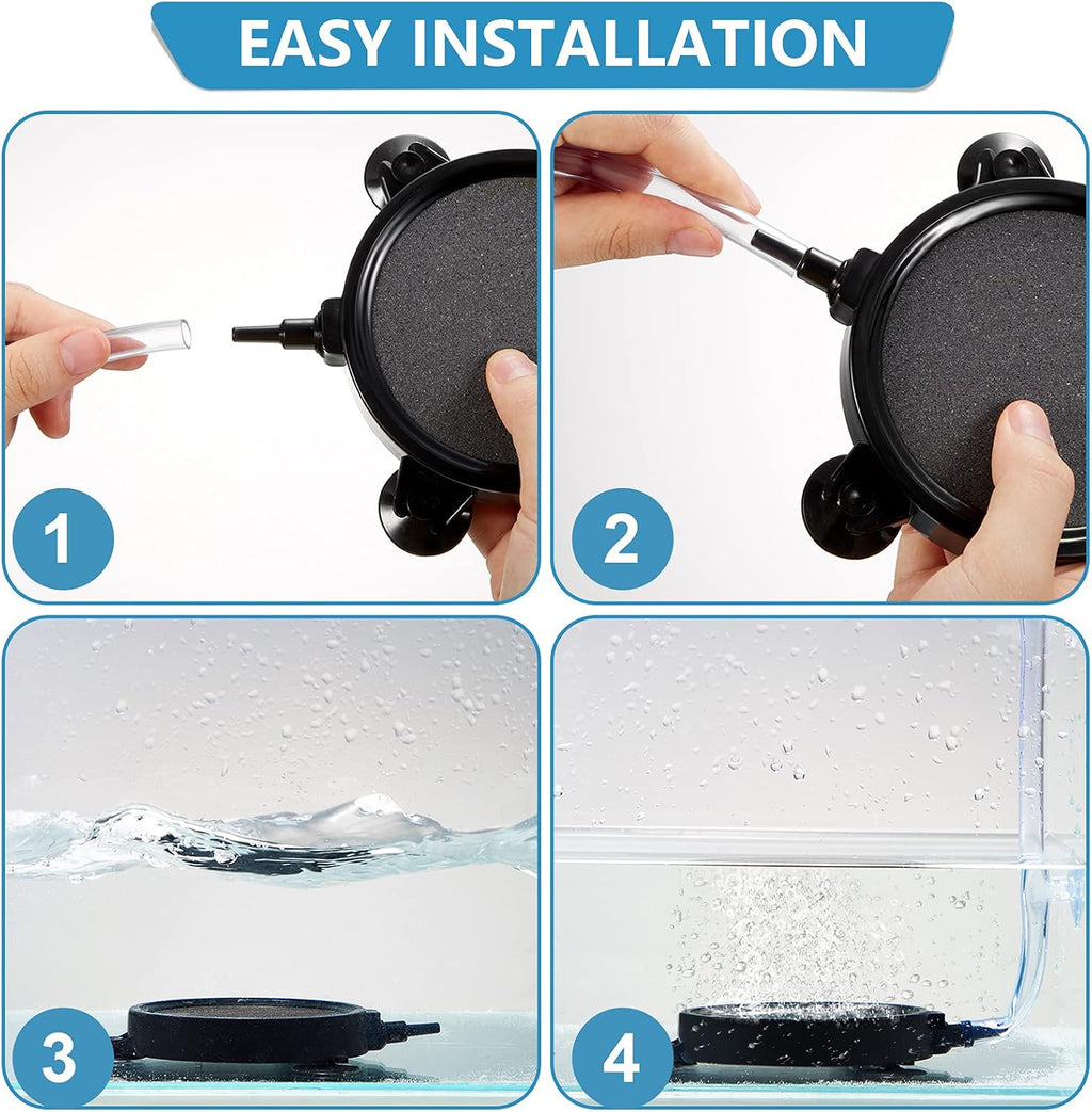 Honoson 6 Pcs 4 Inch Air Stones Disc Diffuser Aquarium, Black with Gray