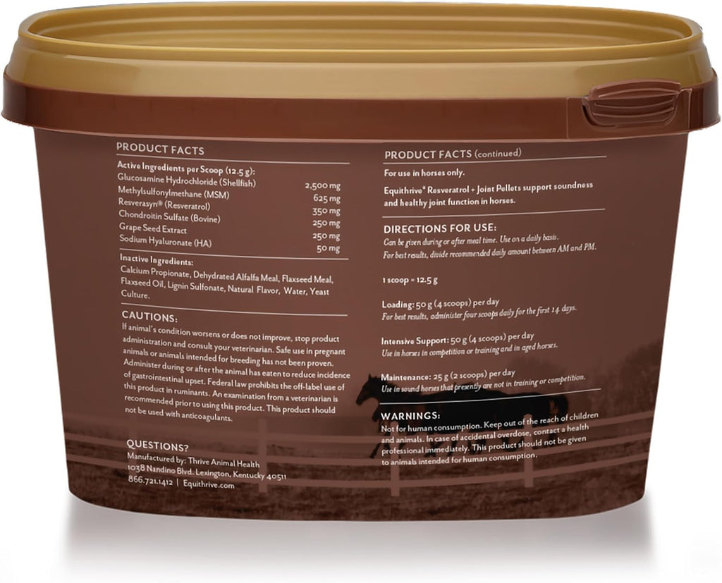 Equithrive Resveratrol Plus Joint Pellets for Horses, 1.65 lbs