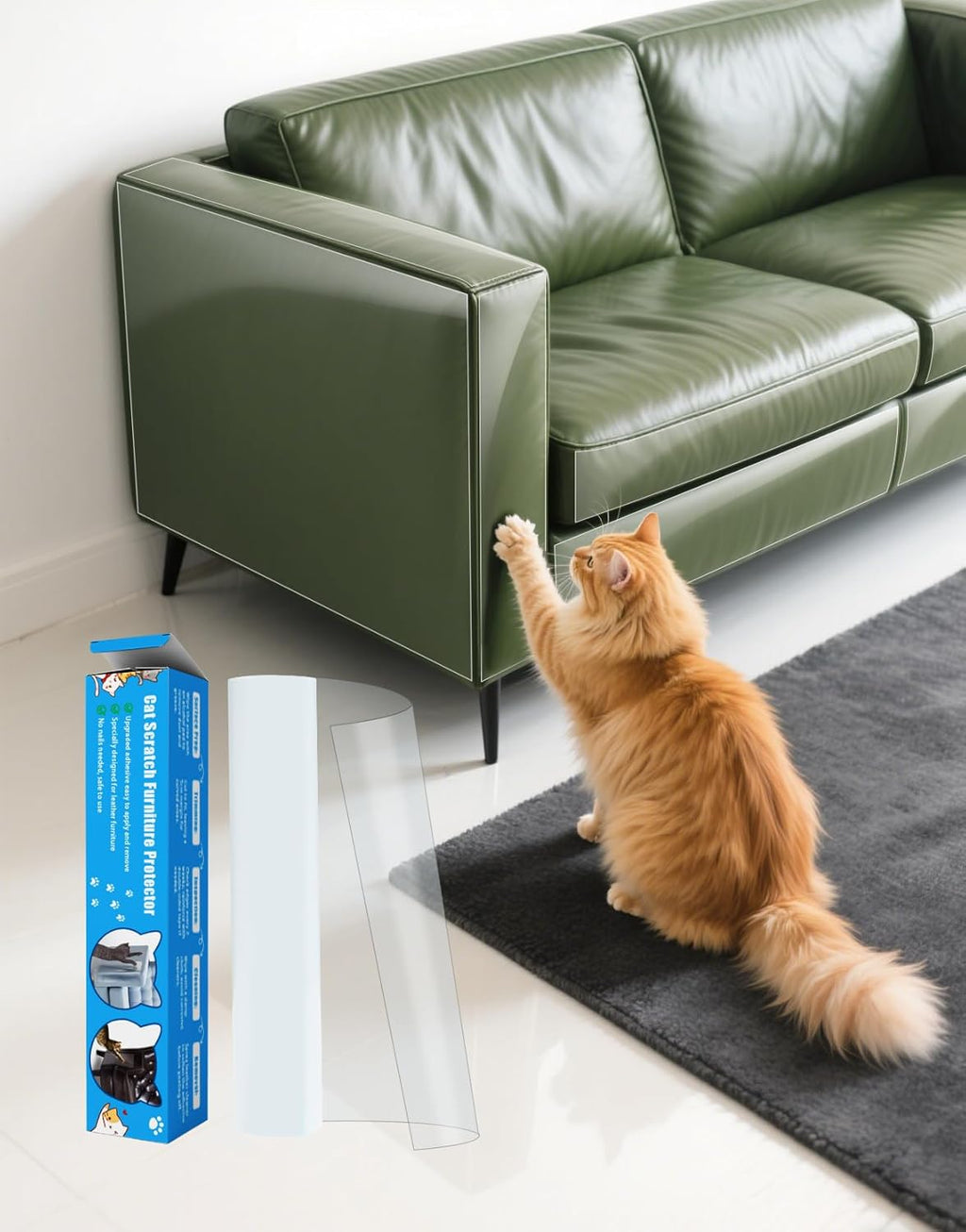 PJT 200"x16" Cat Scratch Furniture Protector - Design for Leather Couch