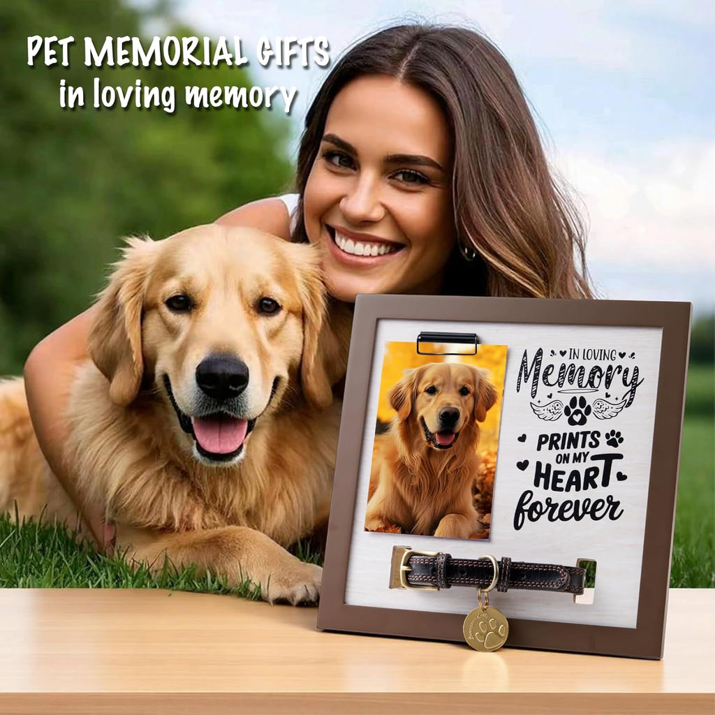 Dog Memorial Gifts for Loss of Dog, Pet Memorial Frame with Collar Holder
