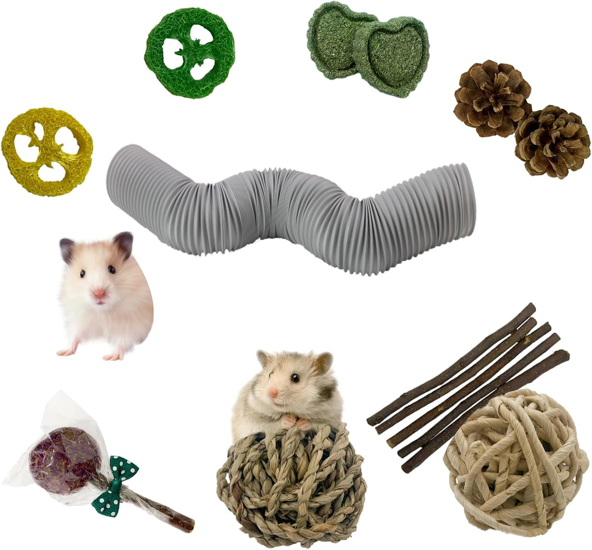 Plastic Hamster Tunnels,Ferrets Foldable Exercising Training Tunnels Hamsters Hideout Tube,Collapsible Pet Tunnel,Small Animals Cage Accessories for Mouse Rat Gerbils Rats Mice(Green)