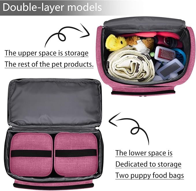 BAGLHER Pet Travel Bag, Double-Layer Pet Supplies Backpack, Pet Travel Backpack - Image 6
