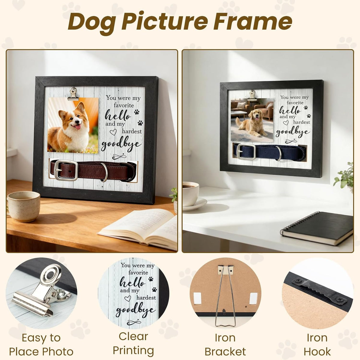 Pet Memorial Frame with Collar Holder,Pet Memorial Gifts for Dogs