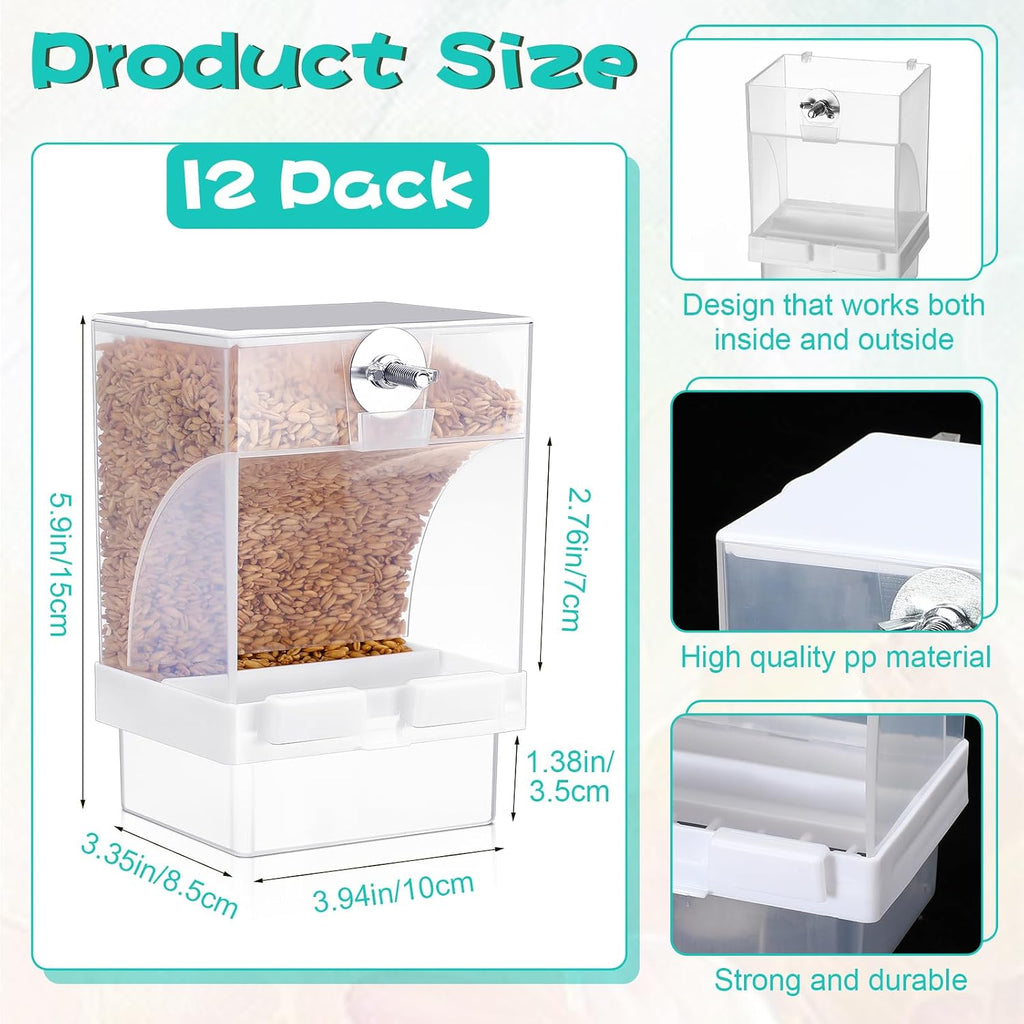Glikceil 12 Pcs No Mess Bird Feeder Automatic Bird Parrot Feeder for Cage