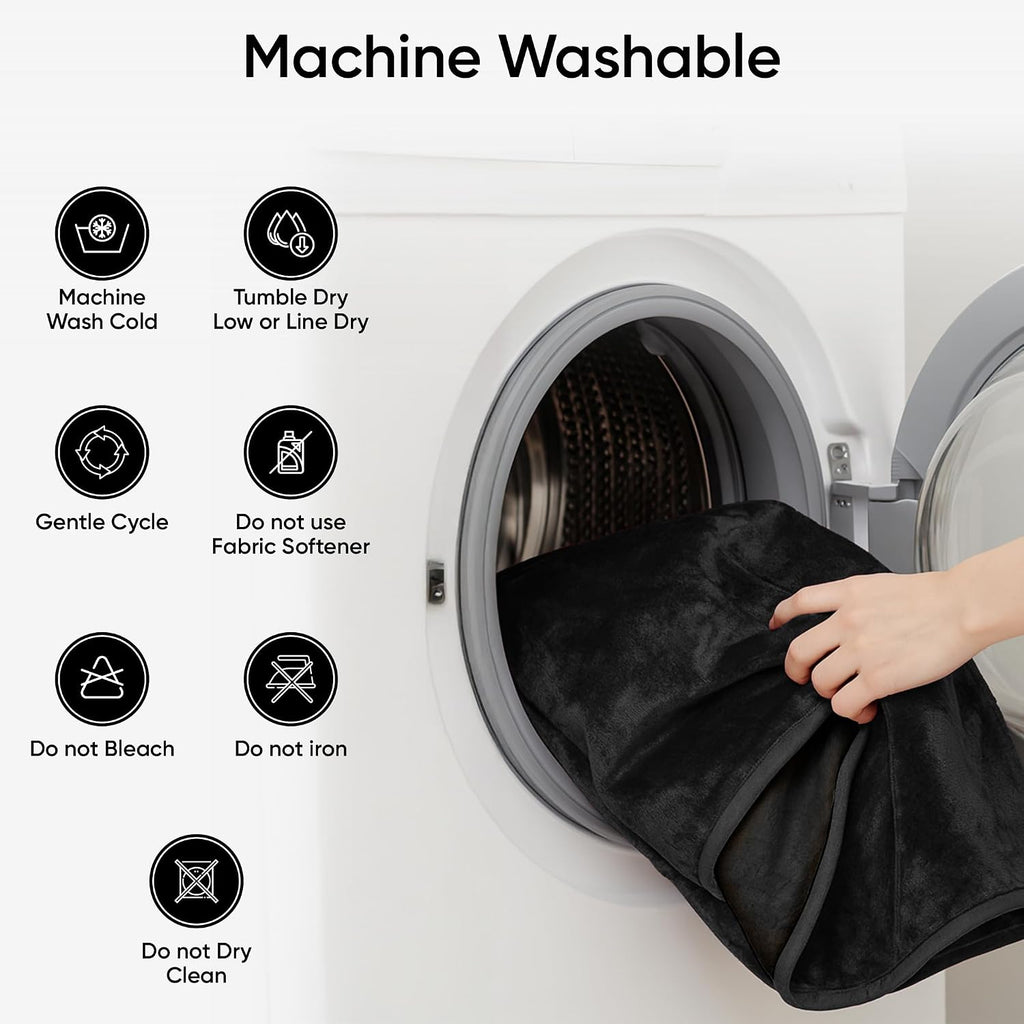 Waterproof Blanket for Bed, Couch & Sofa, Reversible Sherpa & Flannel Throw Blanket, Leakproof Soft Washable Furniture Protector for Pets & Home (Black, 40"x60")