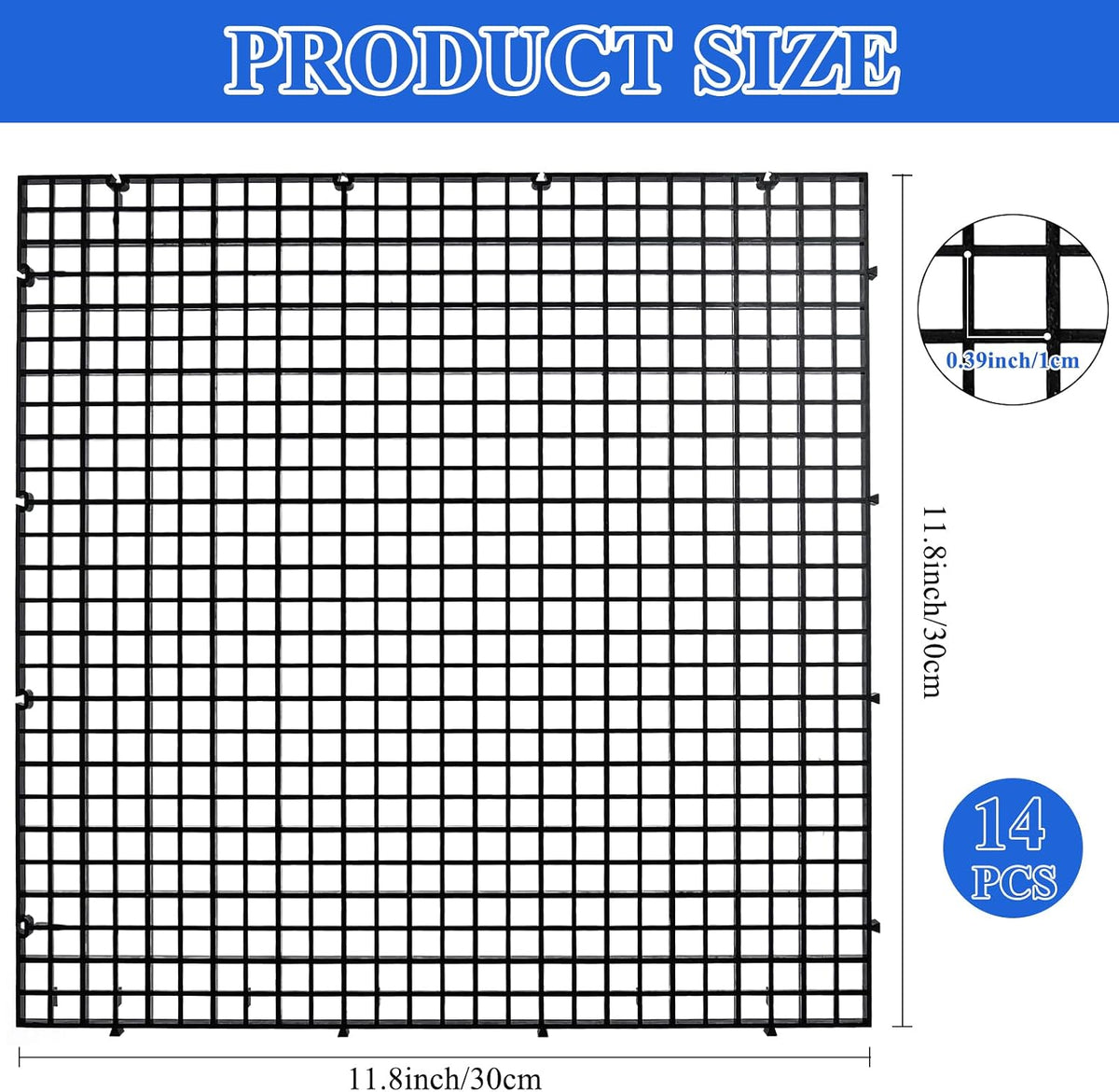 Supkiir 14pcs Aquarium Fish Tank Divider, Plastic Grate Isolation Board Partition, Black Aquarium Filter Bottom Tray Egg Crate Light Diffuser Grid Panel