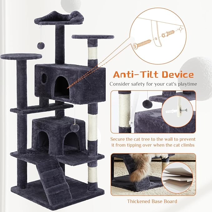 Sweetcrispy 54-Inch Cat Tree Tower – Multi-Level - Image 3