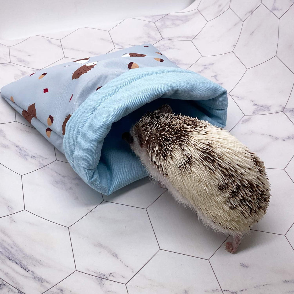 Handmade Cute Sleeping Bag Pouch Hideout Cave for Hedgehog Guinea Pig Hamster Rat Ferret Hamster Squirrel and Other Small Animal Beds (Blue)