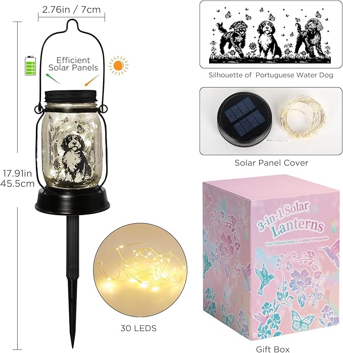 Portuguese Water Dog Gifts for Women/Men Portuguese Water Dog Solar Lanterns - Image 2
