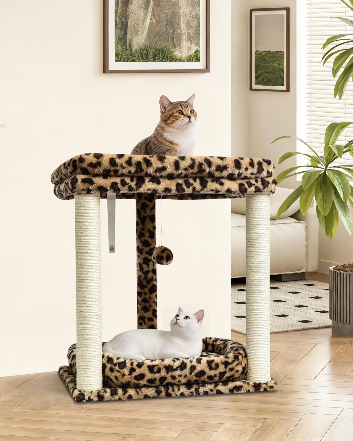 SYANDLVY Cat Tree with 2 Levels Perch Platforms for Indoor Cats Large Adult