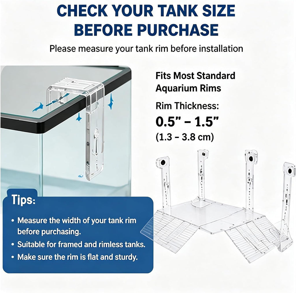 Hanging Turtle Basking Platform, Multifunctional Acrylic Turtle Dock with Ramp & Feeding Area, Adjustable Reptile Aquarium Tank Terrace for Basking Resting Climbing, Clear Habitat Decor for Aquarium