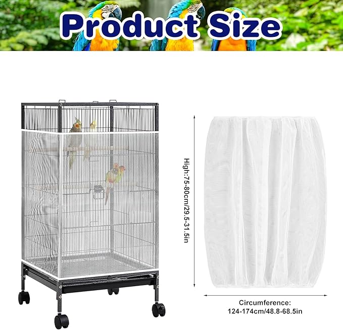 Universal Bird Cage Seed Catcher Net, Stretchy Band Skirts Bird Cage Net - Image 2